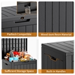 30-Gallon Weatherproof Outdoor Storage Box with Woodgrain Finish - Black Resin
