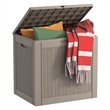 30-Gallon Weatherproof Outdoor Storage Box with Rattan Effect - Tan Resin