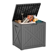 32-Gallon Weatherproof Outdoor Storage Box with Woodgrain Finish - Black Resin