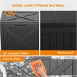 32-Gallon Weatherproof Outdoor Storage Box with Woodgrain Finish - Black Resin