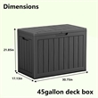 45-Gallon Weatherproof Outdoor Storage Box with Woodgrain Finish - Black Resin