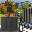 45-Gallon Weatherproof Outdoor Storage Box with Woodgrain Finish - Black Resin
