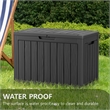 45-Gallon Weatherproof Outdoor Storage Box with Woodgrain Finish - Black Resin