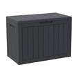 45-Gallon Weatherproof Outdoor Storage Box with Woodgrain Finish - Black Resin