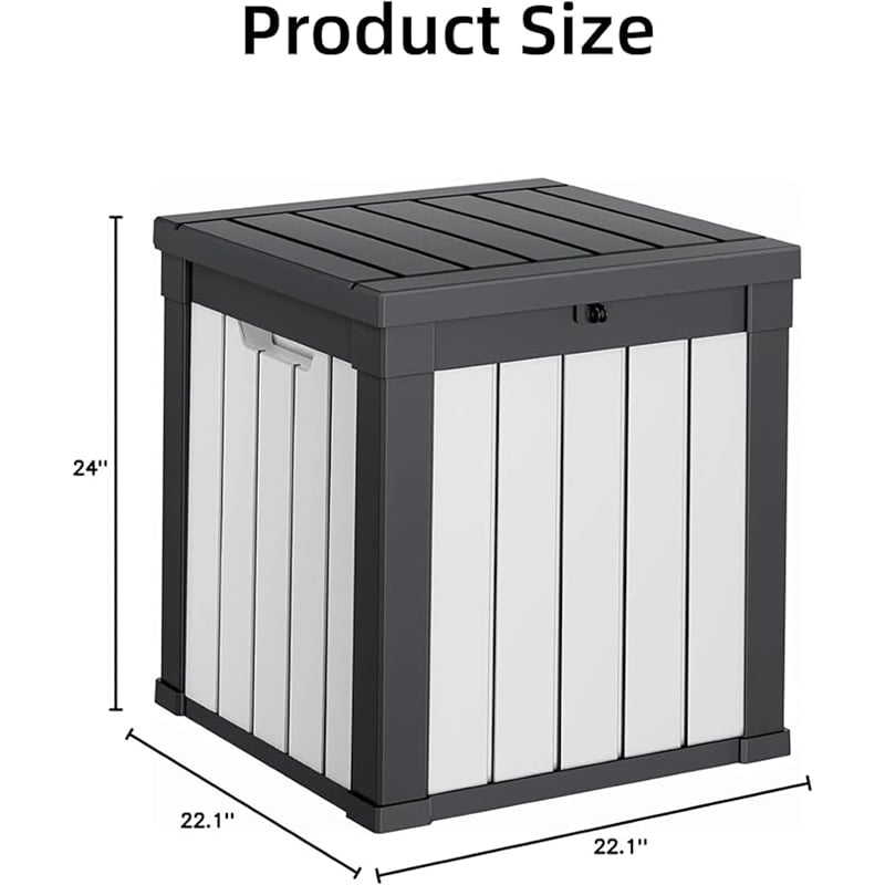 50-Gallon Weatherproof Outdoor Storage Box - Black and White Resin
