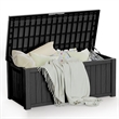 80-Gallon Weatherproof Outdoor Storage Box with Woodgrain Finish - Black Resin
