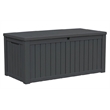 150-Gallon Weatherproof Outdoor Storage Box with Woodgrain Finish - Black Resin