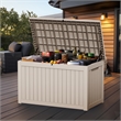 230-Gallon Weatherproof Outdoor Storage Box with Woodgrain Finish -light coffee