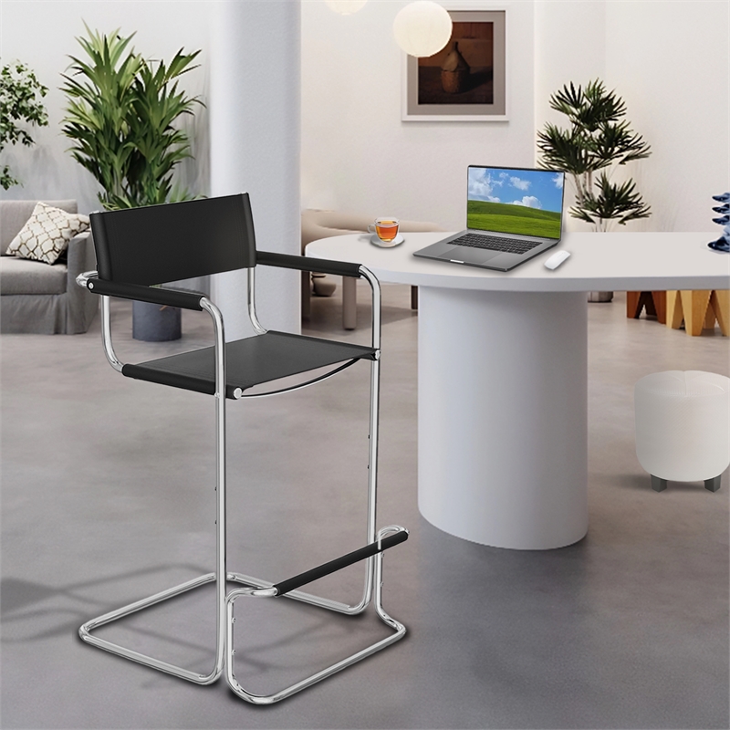 CRO Decor Stainless Steel Dining Chair Office Chair-Black