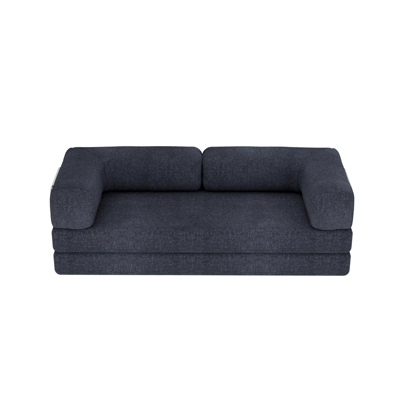 CRO Decor Blue Luxury Chenille Velvet Combination Floor Compressed Sofa