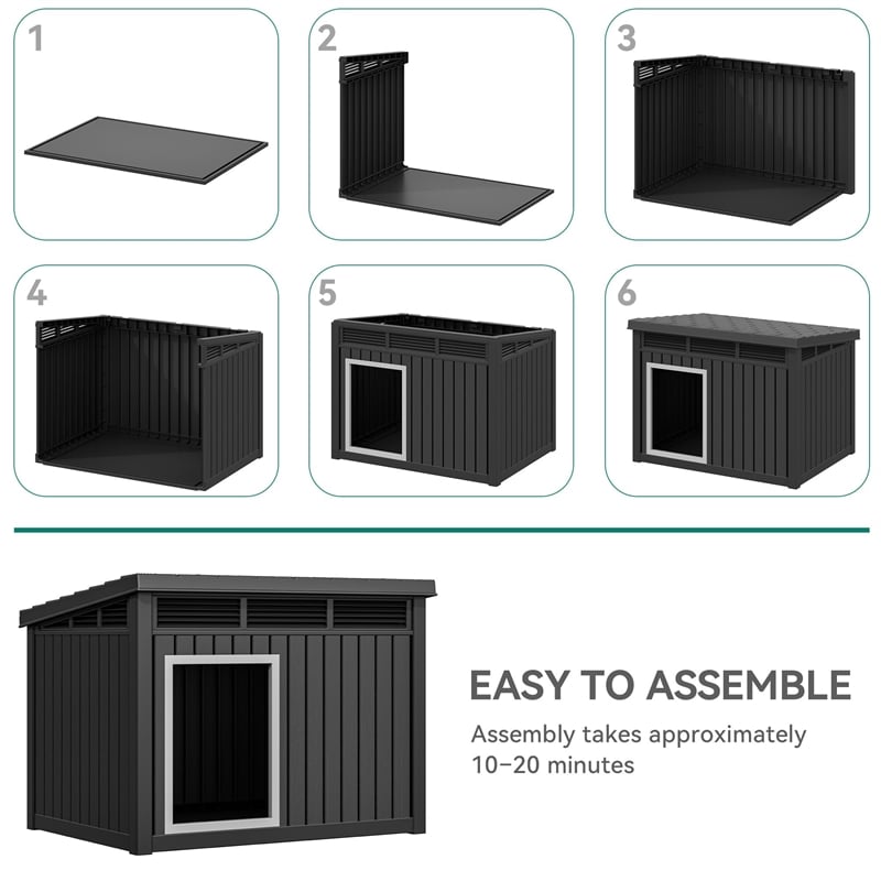 CRO Decor  Dog House  with Lockable Latch for Small to Medium Pets-BLACK
