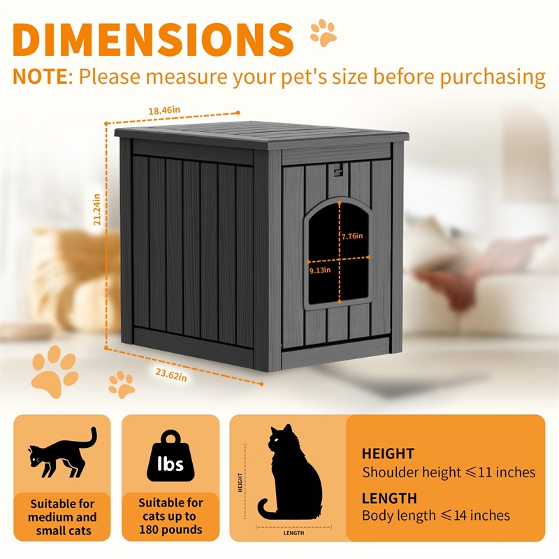 CRO Decor 30gal Resin Closed-type Cat House Cat Bed -Blank