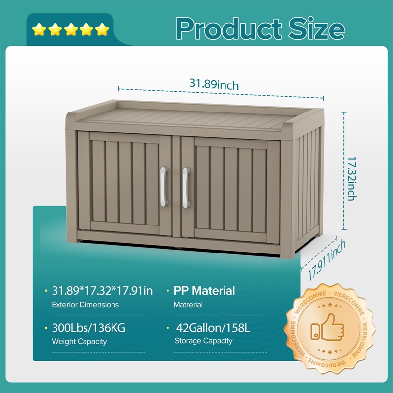 CRO Decor Resin Double-door Shoe Cabinet -Gray