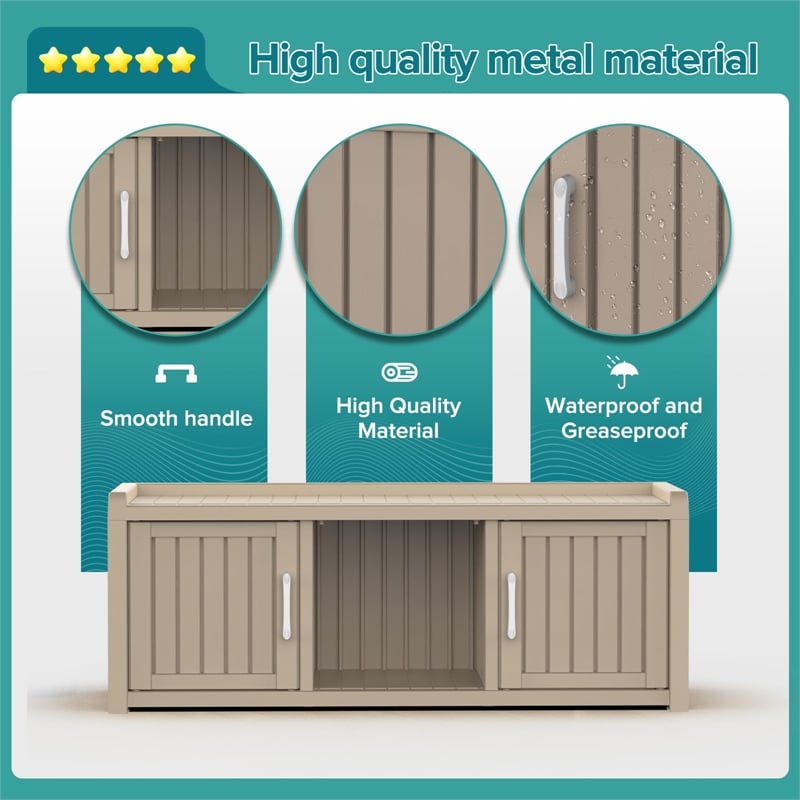 CRO Decor Resin Double-door Shoe Cabinet -Gray