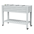 CRO Decor White Resin Planter Box with Brake Wheels and Frame Plant Stands