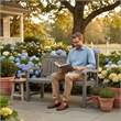 CRO Decor Slatted Garden Bench with Contoured Back Classic Patio Furniture