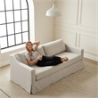 CRO Decor Fabric Upholstered Generous Seating Modern Living Room Sofa in White