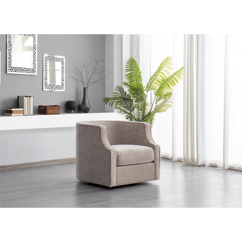 CRO Decor Gray Fabric Swivel Armchair  Modern Lounge Seating