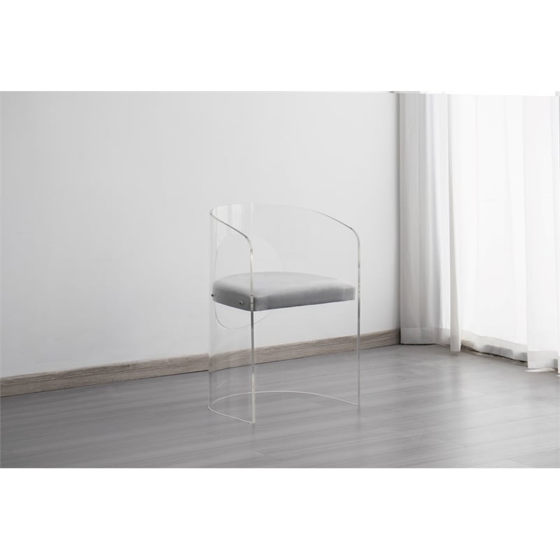 CRO Decor White Modern Acrylic Ghost Chair with Translucent Framework
