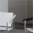 CRO Decor White Stainless Steel Double-Layer Saddle Leather Chair