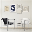 CRO Decor White Stainless Steel Double-Layer Saddle Leather Chair