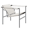 CRO Decor White Stainless Steel Double-Layer Saddle Leather Chair
