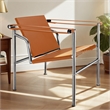 CRO Decor Amber Stainless Steel Double-Layer Saddle Leather Chair