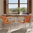 CRO Decor Amber Stainless Steel Double-Layer Saddle Leather Chair