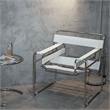 Saddle Leather Armchair Stainless Steel Frame Accent Chair - White