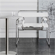 Saddle Leather Armchair Stainless Steel Frame Accent Chair - White
