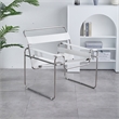 Saddle Leather Armchair Stainless Steel Frame Accent Chair - White