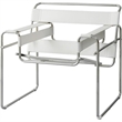 Saddle Leather Armchair Stainless Steel Frame Accent Chair - White
