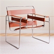 Saddle Leather Armchair Stainless Steel Frame Accent Chair - Amber
