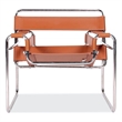 Saddle Leather Armchair Stainless Steel Frame Accent Chair - Amber