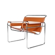 Saddle Leather Armchair Stainless Steel Frame Accent Chair - Amber