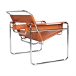 Saddle Leather Armchair Stainless Steel Frame Accent Chair - Amber
