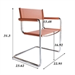 Saddle Leather Accent Chair Stainless Steel Arm Chair Dining Chair - Amber
