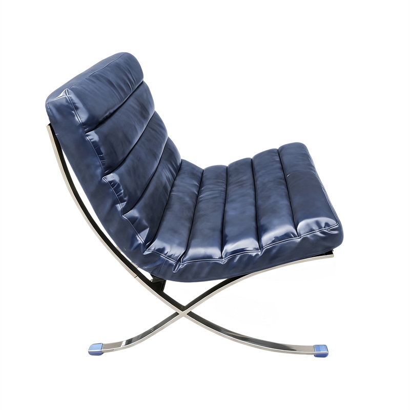 CRO Decor 29.3'' W Genuine Leather Accent Lounge Chair(Blue)