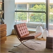 CRO Decor Mid Century Leather Amber Recliner Chair with Stainless Steel Frame