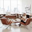 CRO Decor Mid Century Leather Amber Recliner Chair with Stainless Steel Frame