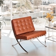 CRO Decor Mid Century Leather Amber Recliner Chair with Stainless Steel Frame