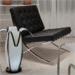 CRO Decor Mid Century Leather Black Recliner Chair with Stainless Steel Frame