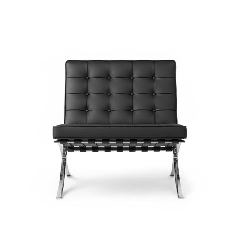 CRO Decor Mid Century Leather Black Recliner Chair with Stainless Steel Frame