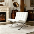 CRO Decor Mid Century Leather White Recliner Chair with Stainless Steel Frame