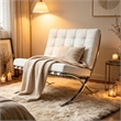 CRO Decor Mid Century Leather White Recliner Chair with Stainless Steel Frame