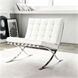 CRO Decor Mid Century Leather White Recliner Chair with Stainless Steel Frame