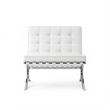 CRO Decor Mid Century Leather White Recliner Chair with Stainless Steel Frame