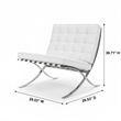 CRO Decor Mid Century Leather White Recliner Chair with Stainless Steel Frame