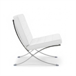 CRO Decor Mid Century Leather White Recliner Chair with Stainless Steel Frame