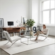 CRO Decor Mid Century Leather White Recliner Chair with Stainless Steel Frame